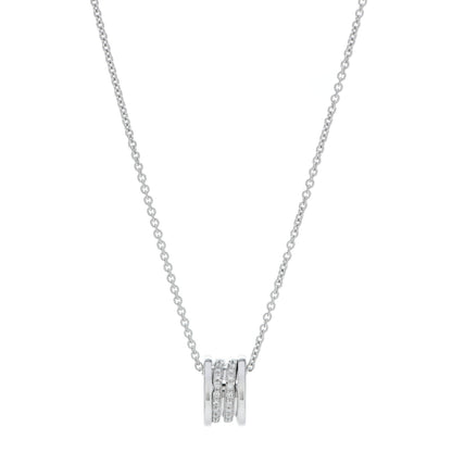 Bulgari 18K White Gold Diamond B.Zero1 Pave Pendant Necklace 1 of 7