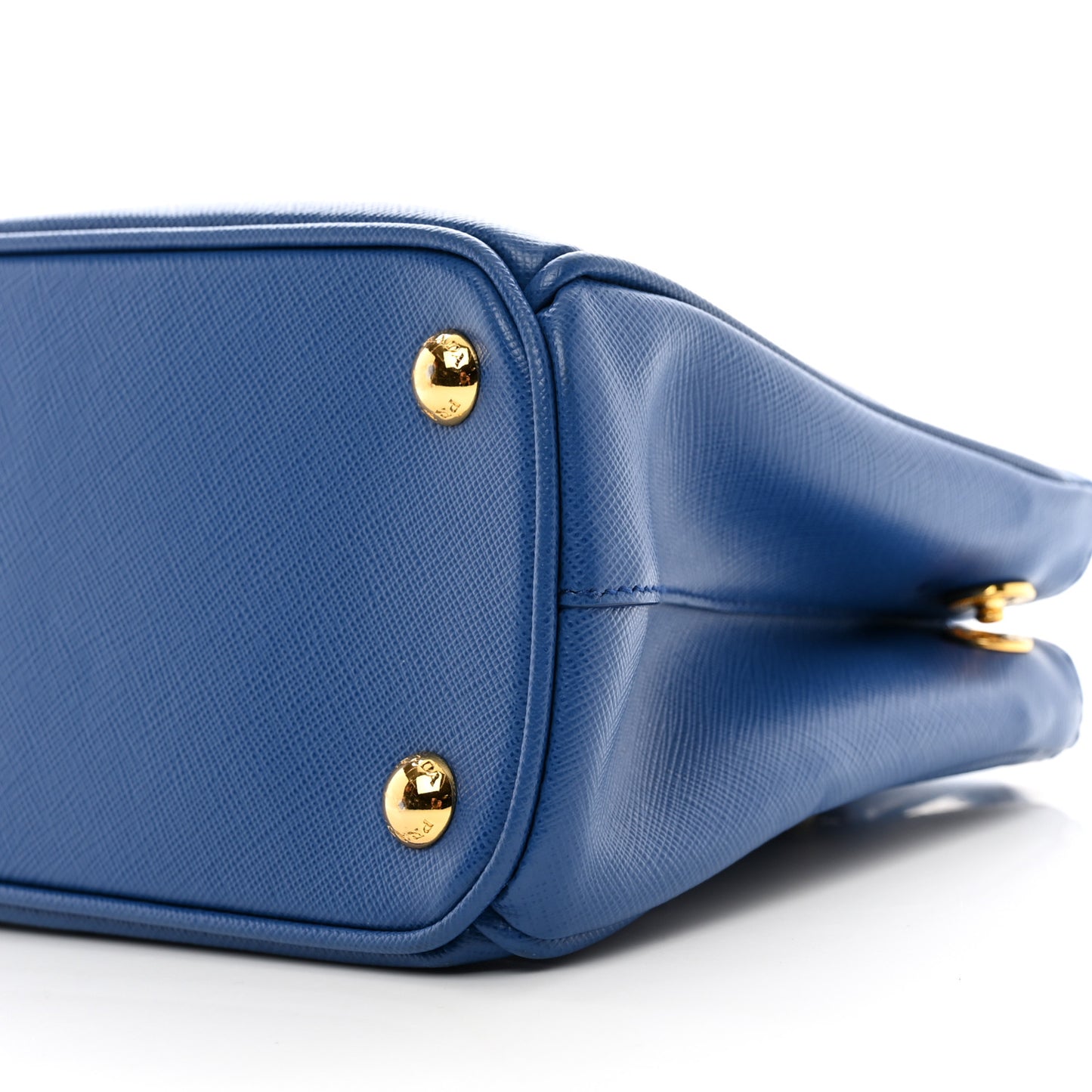 Saffiano Lux Mini Galleria Double Zip Tote Azzurro