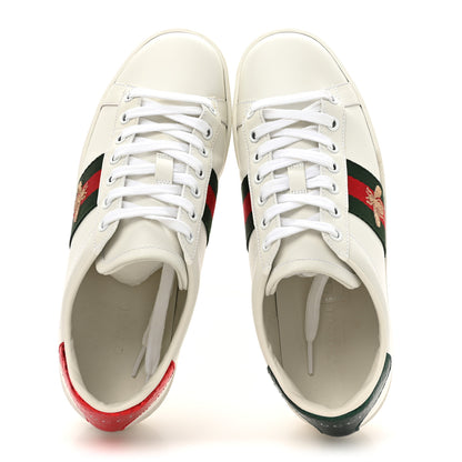 Gucci Calfskin Ayers Bee Embroidered Womens Ace Sneakers 37 White Red Flame Green 2 of 11
