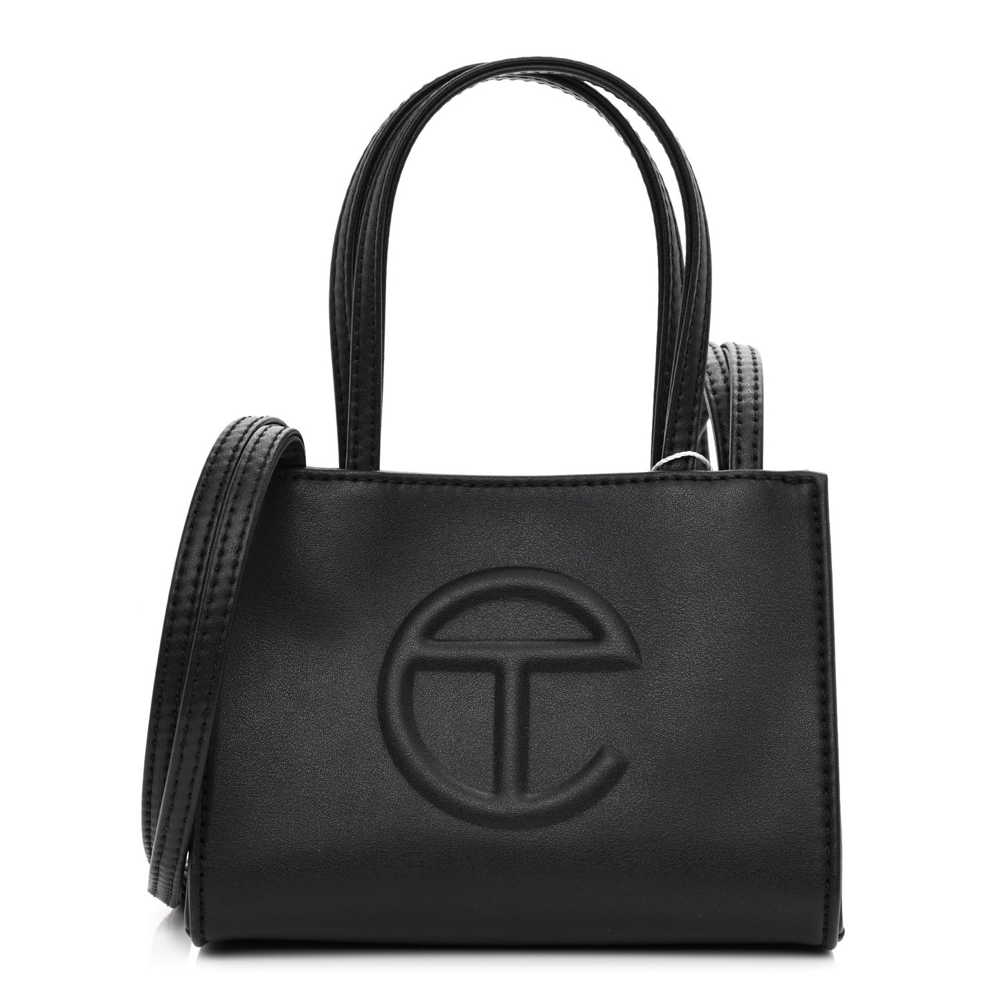 Vegan Leather Small Shopping Bag Black
