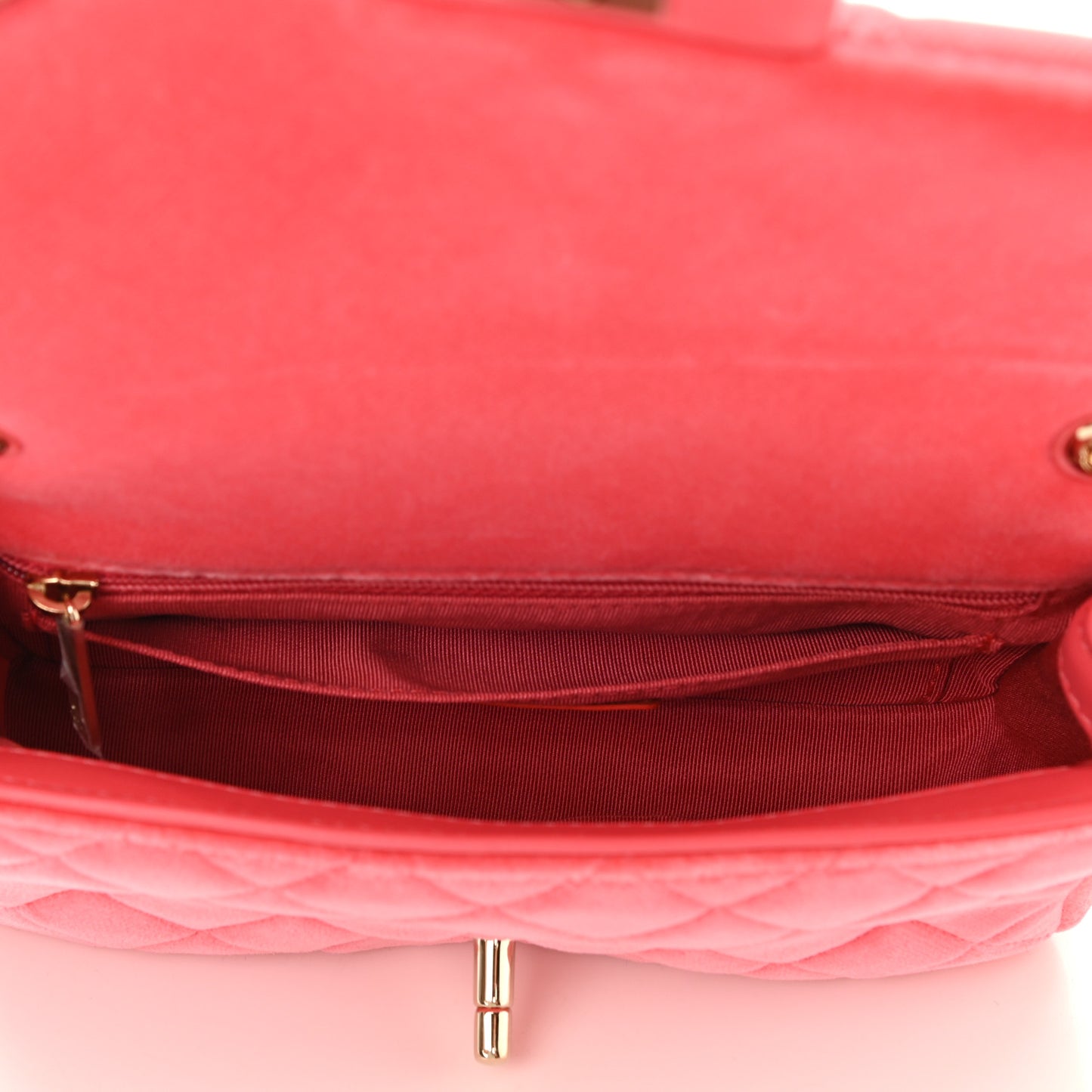 Velvet Quilted Mini Rectangular Pearl Crush Flap Coral