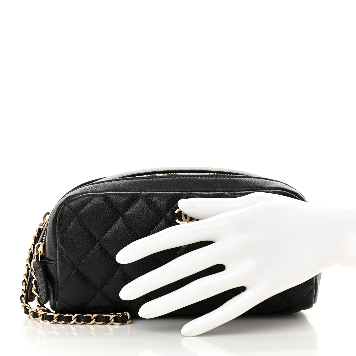 Chanel Caviar Quilted Toiletry Case With Chain Black 2 of 11