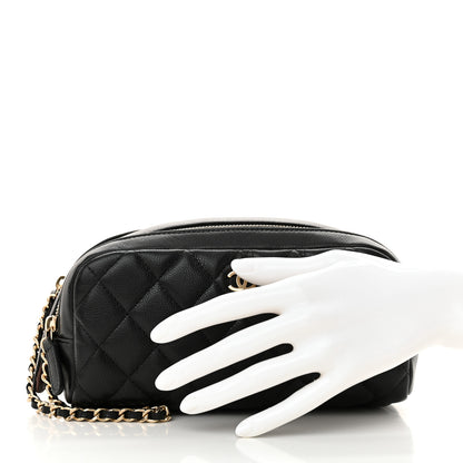 Chanel Caviar Quilted Toiletry Case With Chain Black 2 of 11