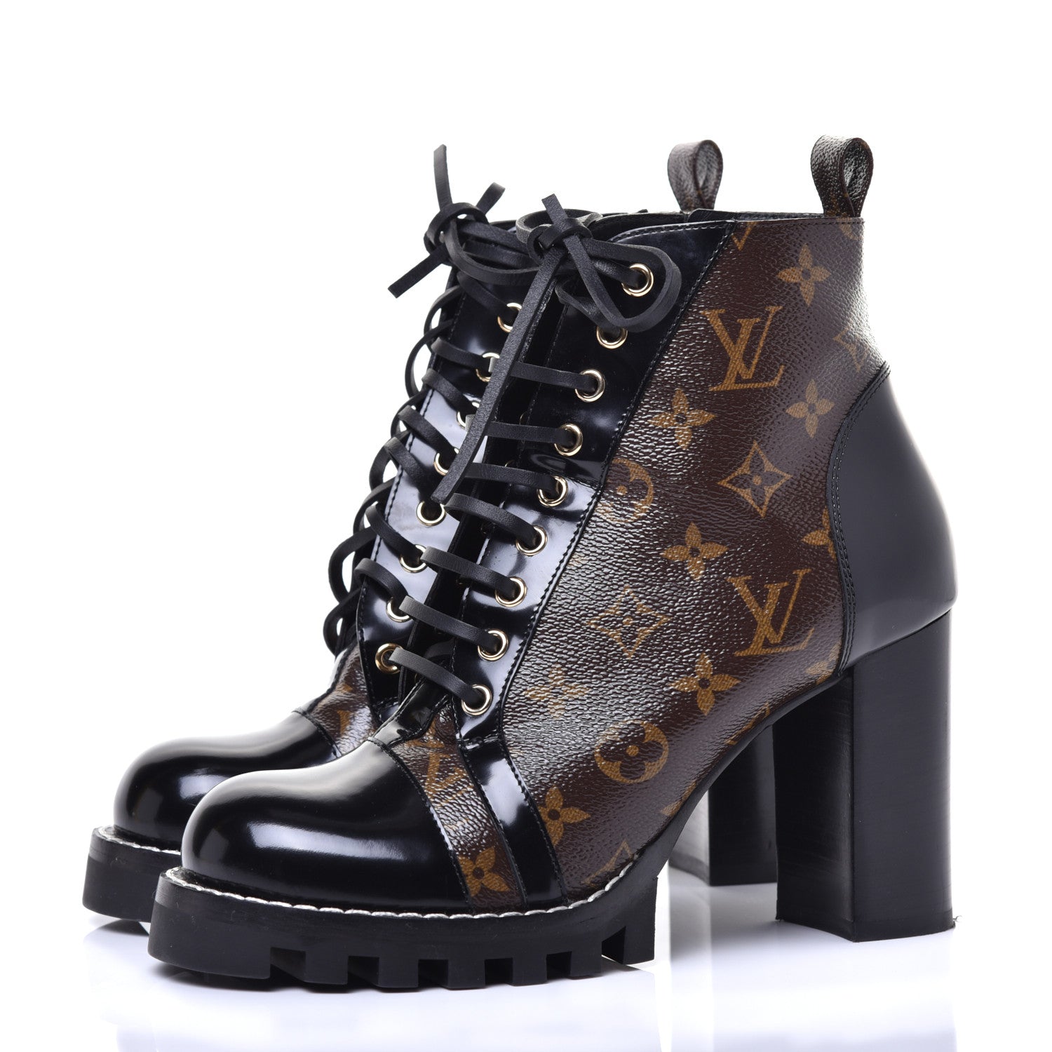 Louis Vuitton Patent Calfskin Monogram Star Trail Ankle Boots 40 Black 3 of 10