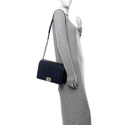 Chanel Caviar Quilted New Medium Boy Flap Navy 2 of 10
