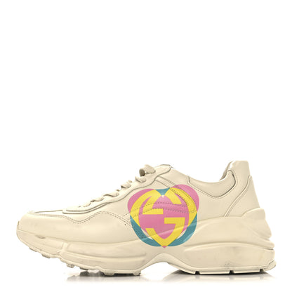 Gucci Calfskin Heart Rhyton Sneakers 39.5 Ivory 1 of 10