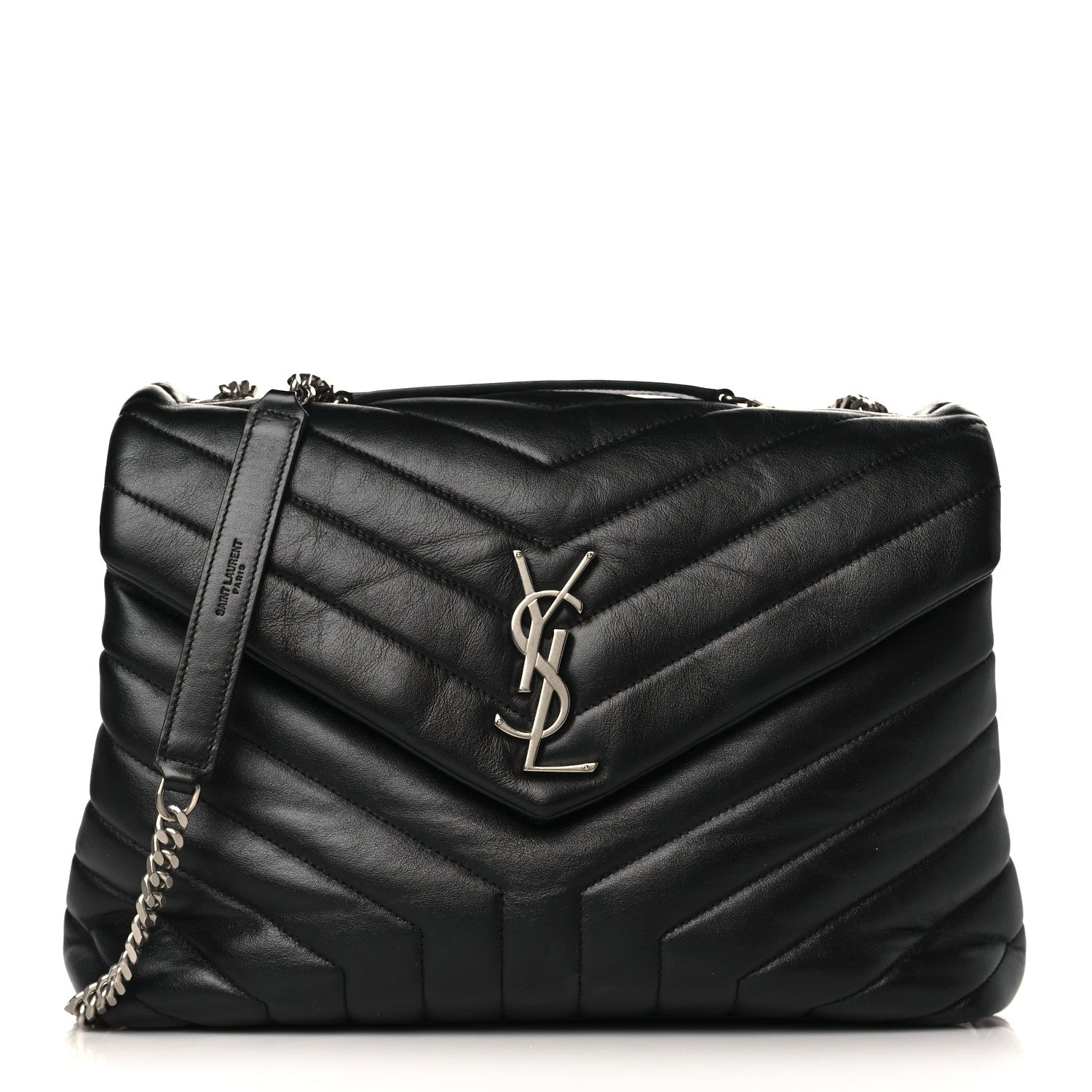 Saint Laurent Calfskin Y Quilted Monogram Medium Loulou Chain Satchel Black 1 of 11