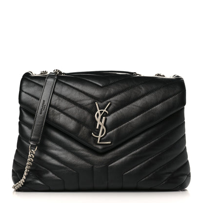 Saint Laurent Calfskin Y Quilted Monogram Medium Loulou Chain Satchel Black 1 of 11