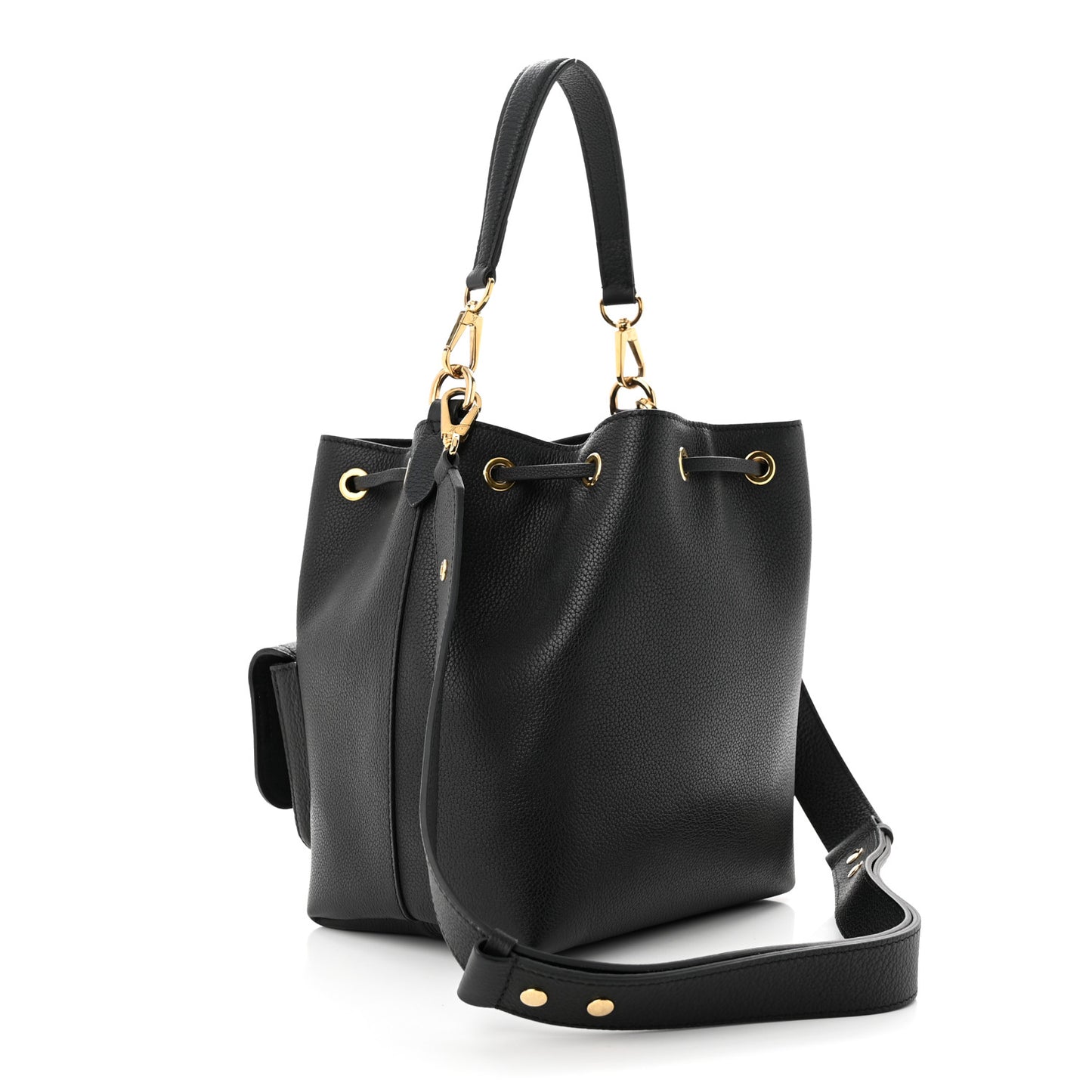 Calfskin Lockme Bucket MM Black