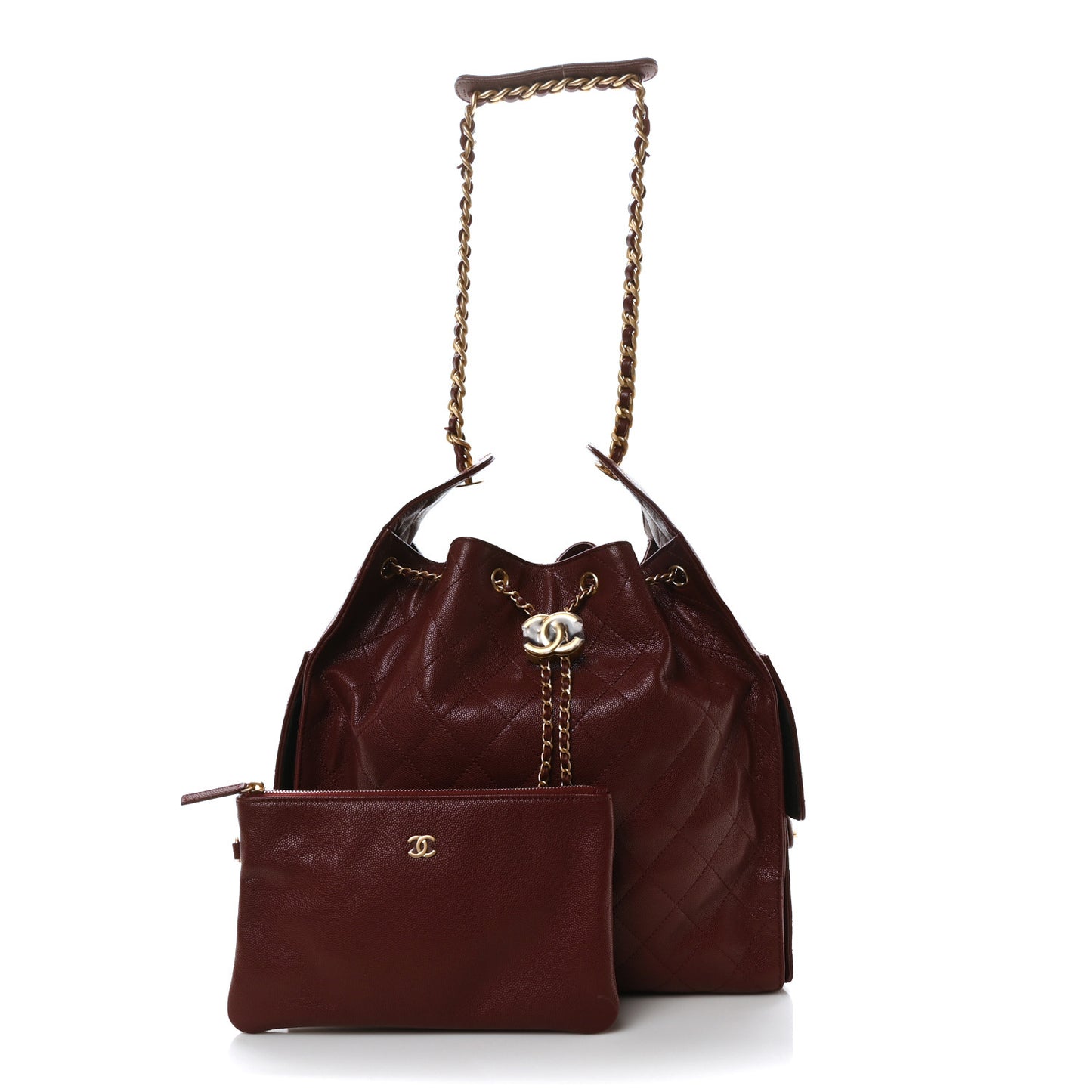 Caviar Quilted Medium Chanel 25 Handbag Burgundy