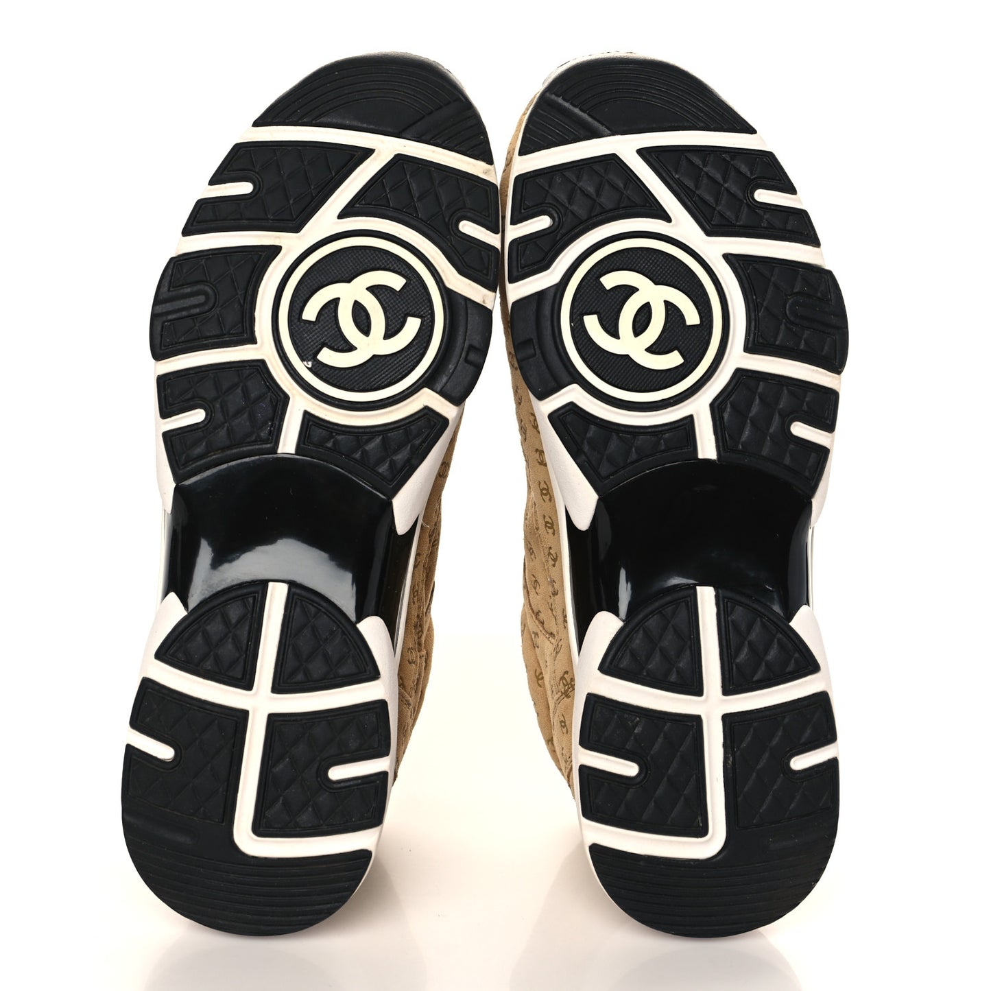 Nylon Suede Calfskin Printed CC Sneakers 39.5 Beige