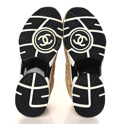 Chanel Nylon Suede Calfskin Printed CC Sneakers 39.5 Beige 5 of 8