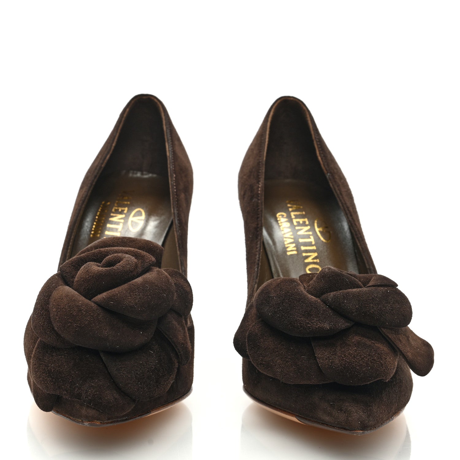 Valentino Garavani Suede Flower Pumps 36.5 Brown 3 of 10