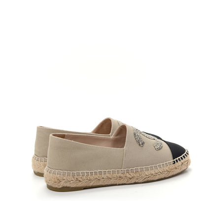 Chanel Canvas Grosgrain CC Espadrilles 36 Beige Black 4 of 11