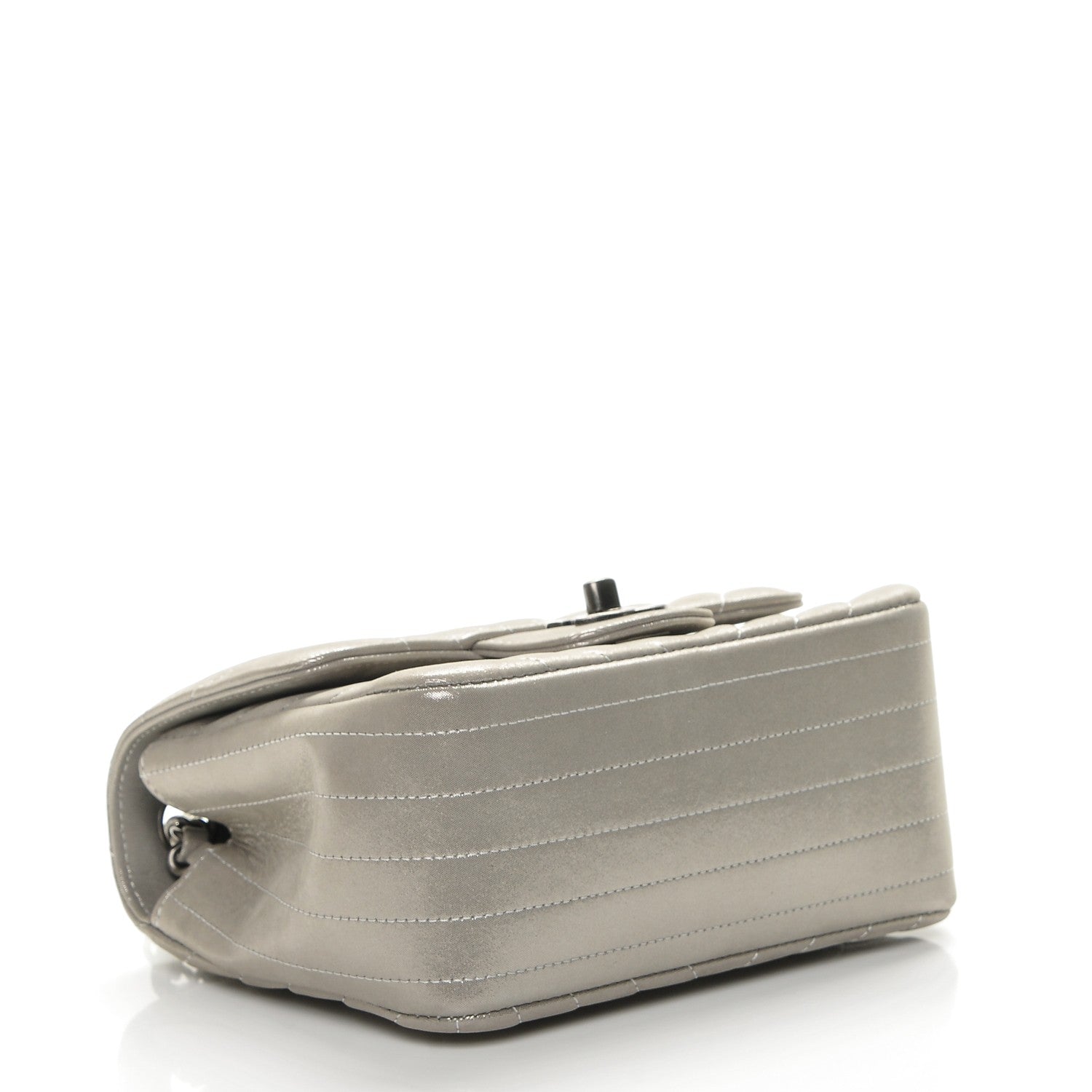 Chanel Iridescent Calfskin Chevron Quilted Mini Square Flap Silver 4 of 7