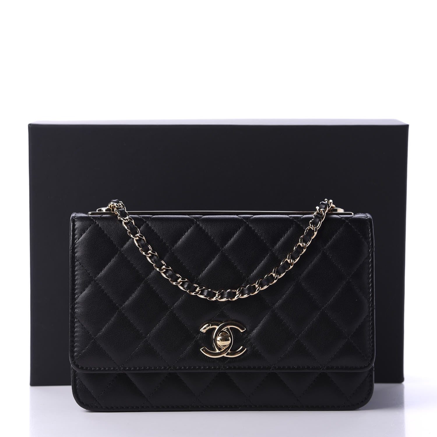 Chanel Lambskin Quilted Trendy CC Wallet On Chain WOC Black 12 of 12
