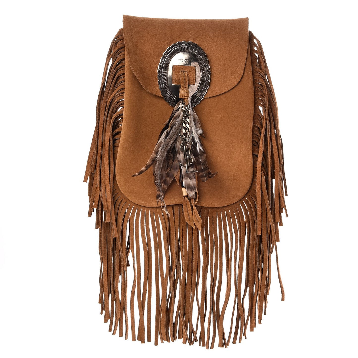 Suede Fringe Flat Anita Crossbody Bag Camel