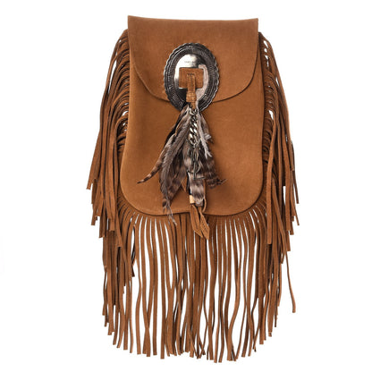 Saint Laurent Suede Fringe Flat Anita Crossbody Bag Camel 1 of 10