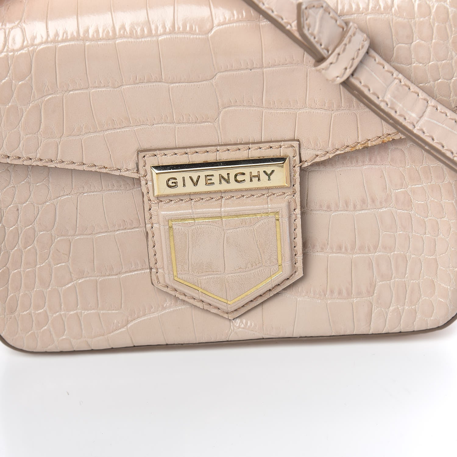 Givenchy Calfskin Crocodile Embossed Mini Nobile Shoulder Bag Nude Pink 11 of 11