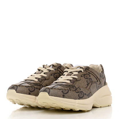 Gucci Maxi GG Supreme Monogram Gucci 100 Womens Rhyton Sneakers 37 Beige Ebony 3 of 9