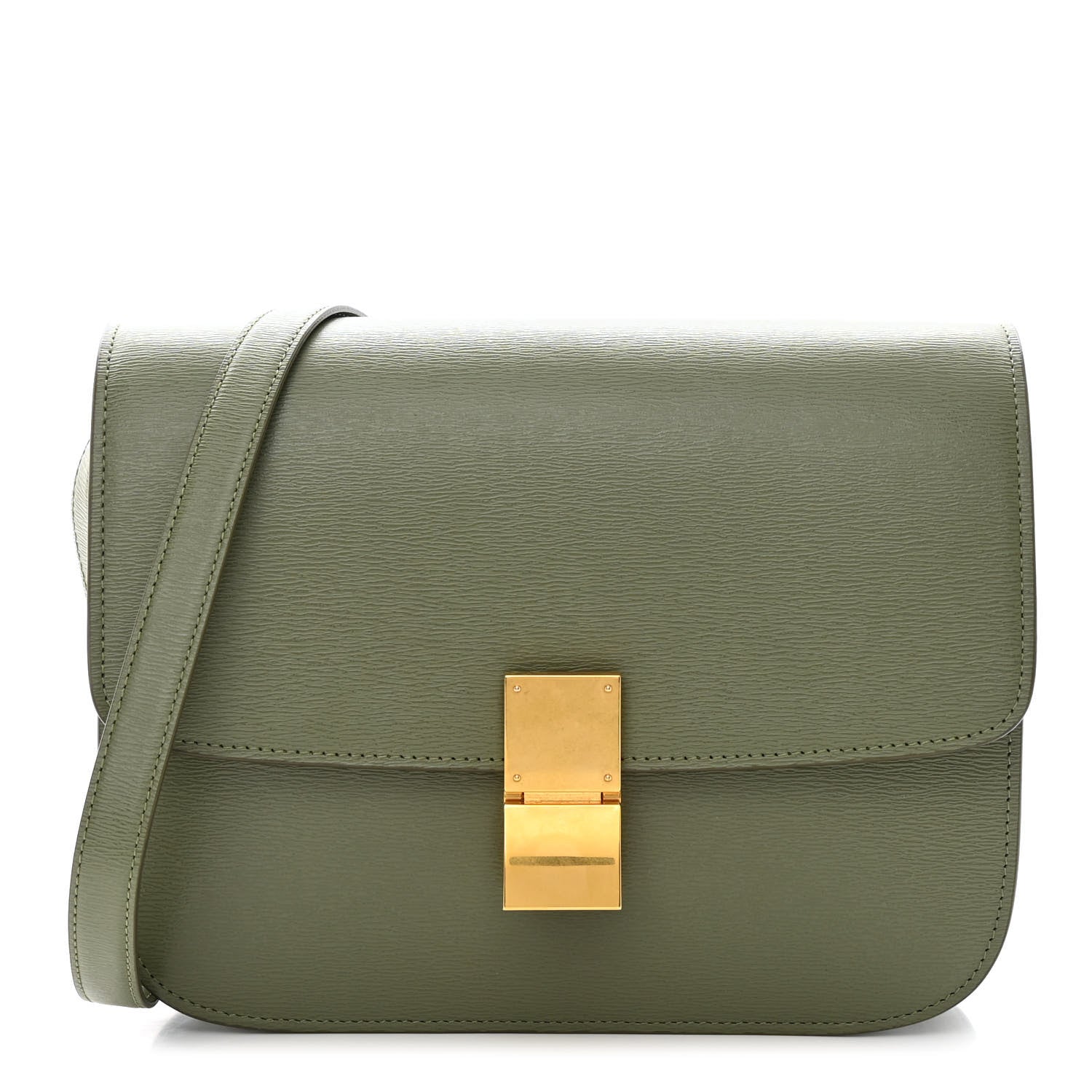 Celine Liege Calfskin Medium Classic Box Flap Bag Army Green 1 of 15