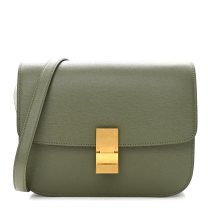 Celine Liege Calfskin Medium Classic Box Flap Bag Army Green 1 of 15