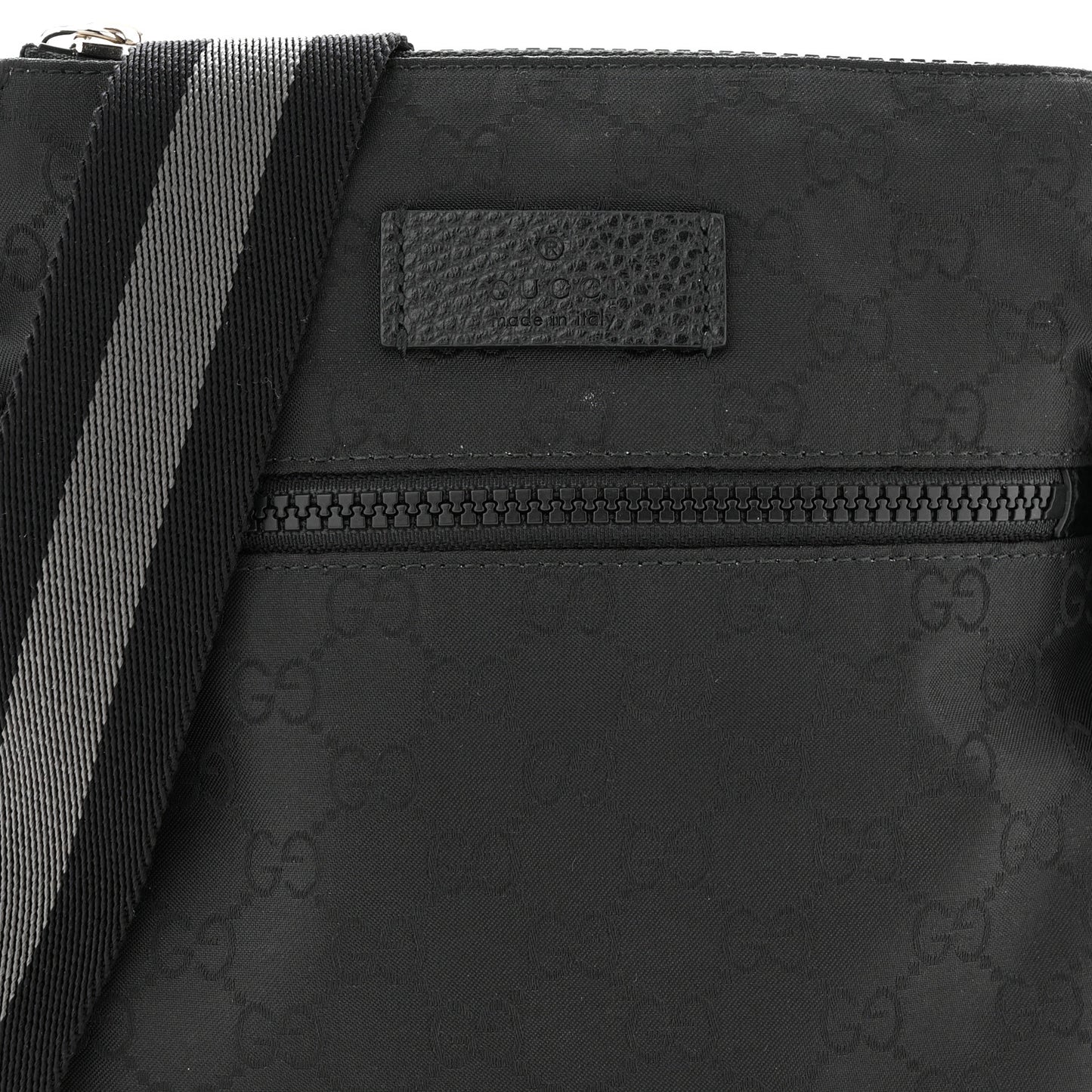 Nylon Monogram Mini Flat Messenger Bag Black