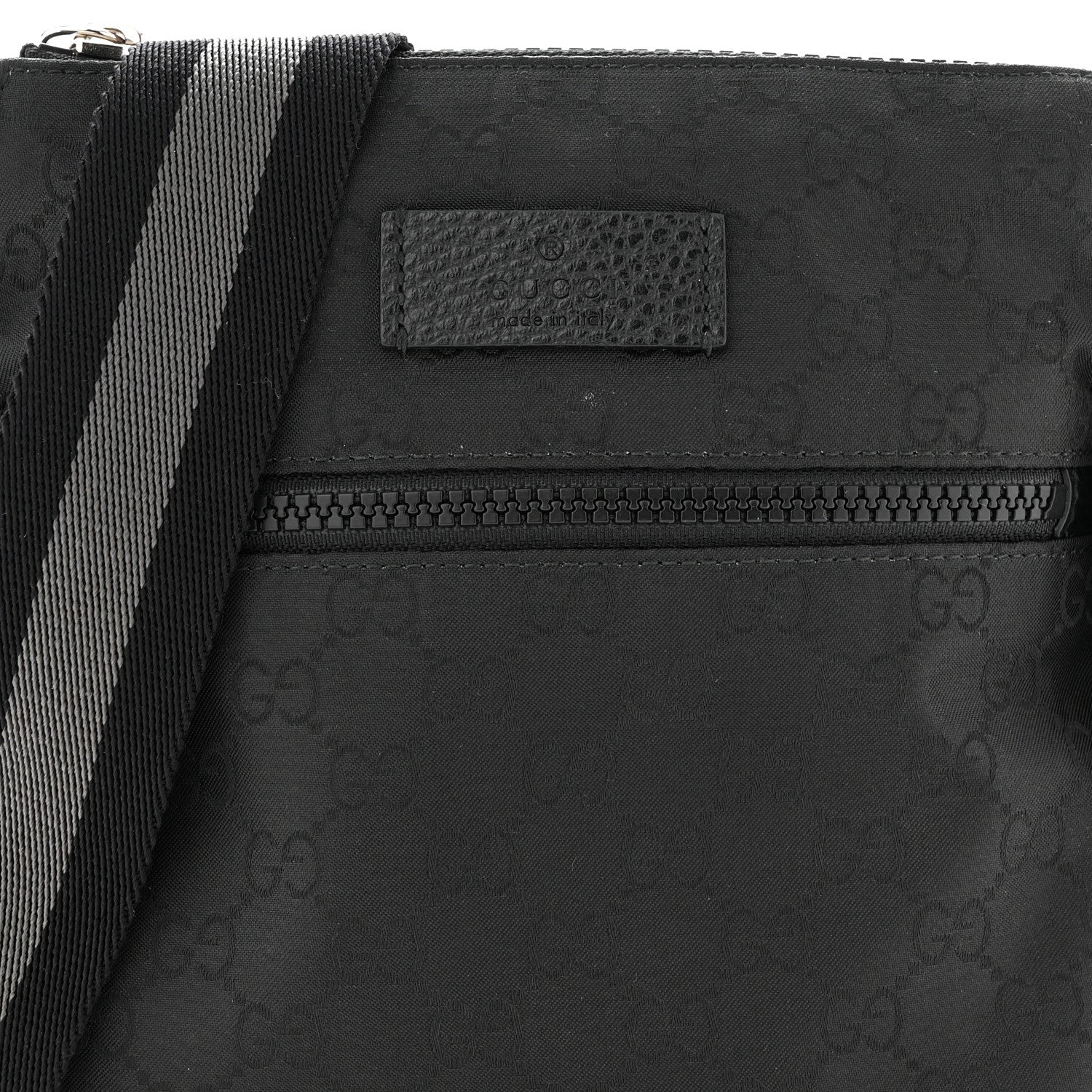 Gucci Nylon Monogram Mini Flat Messenger Bag Black 8 of 10