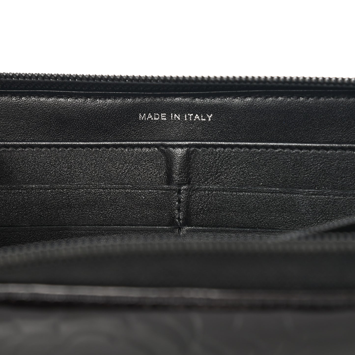Patent Camellia Embossed Large Zip Around Gusset Wallet Black