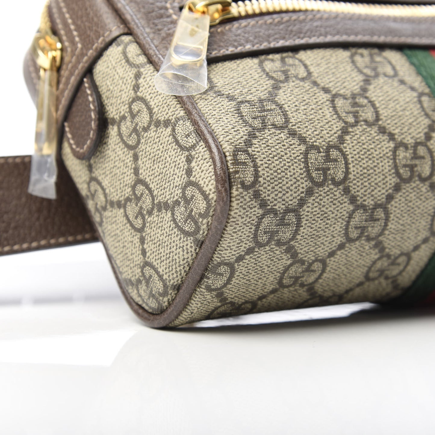 GG Supreme Monogram Web Small Ophidia Belt Bag 75 30 Dark Brown