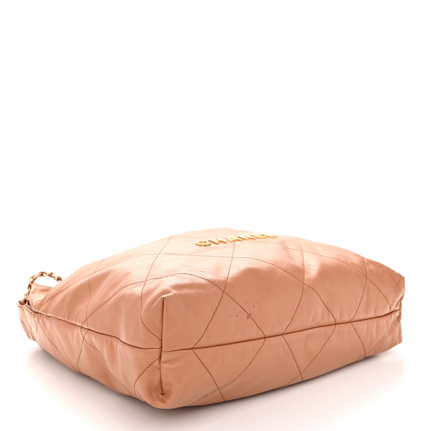 Shiny Calfskin Quilted Chanel 22 Camel