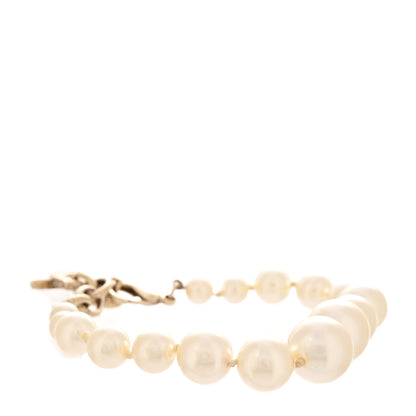 Chanel Graduated Pearl Crystal CC Bracelet Gold 3 of 4