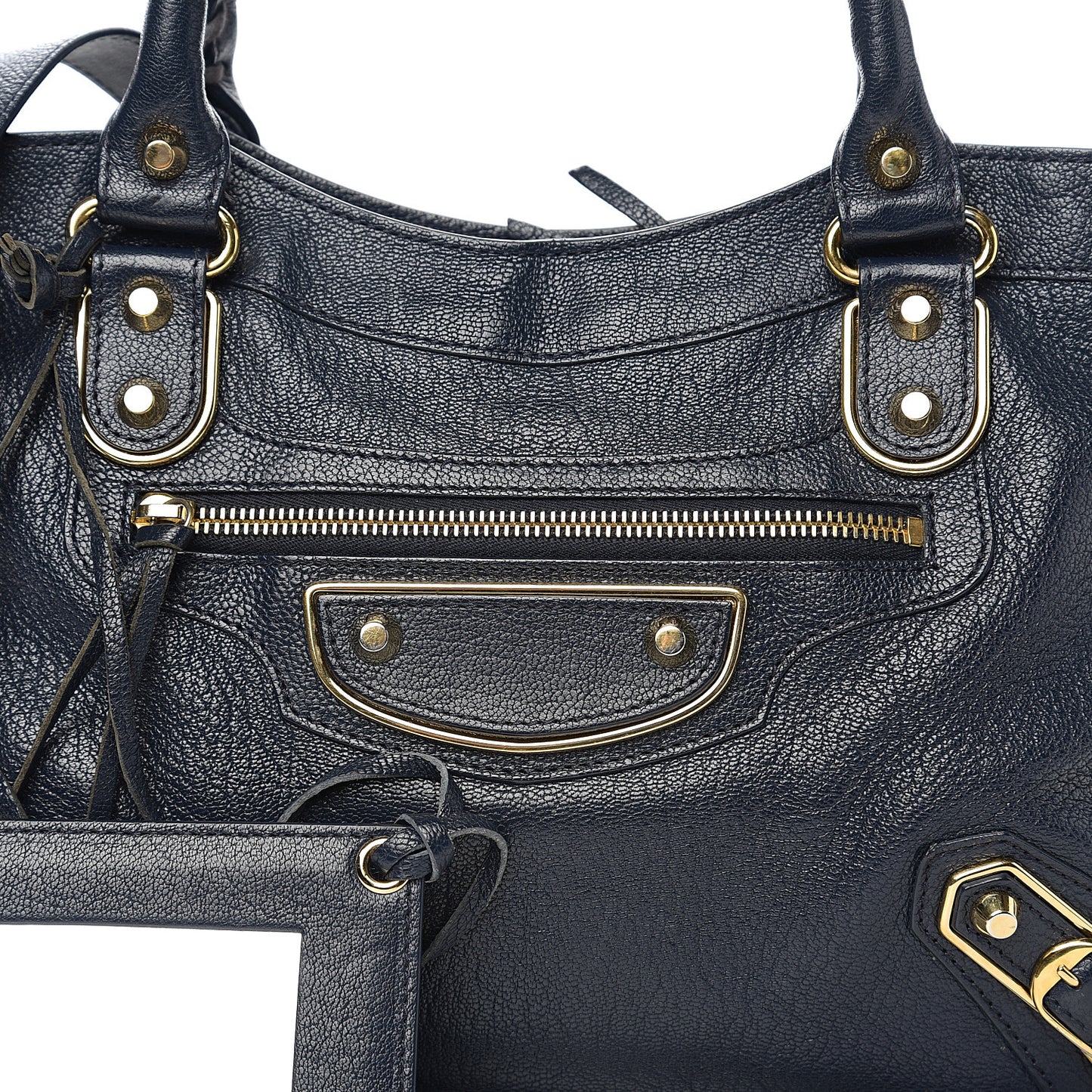 Chevre Gold Metallic Edge Hardware Town Bleu Nuit Dark Sea