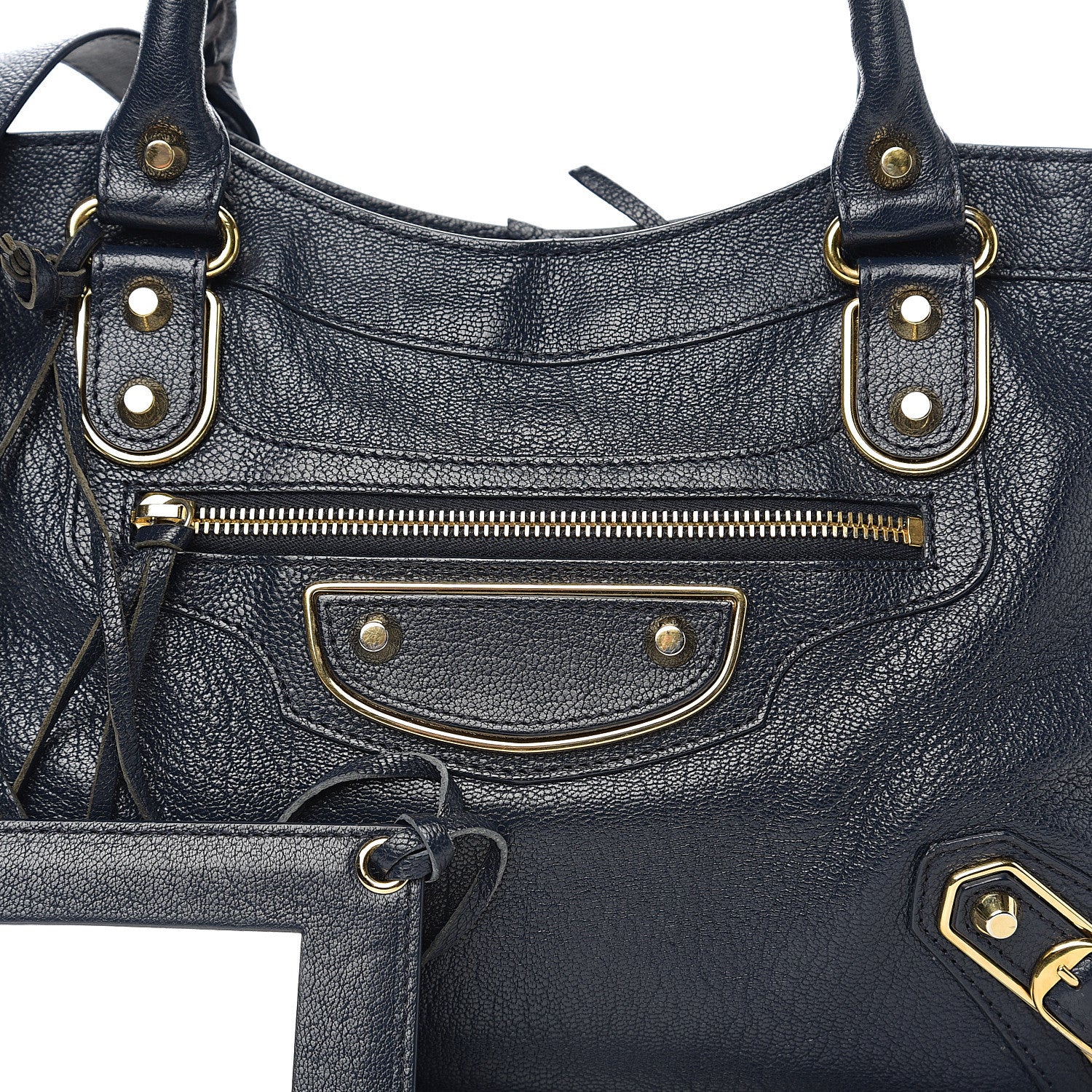 Balenciaga Chevre Gold Metallic Edge Hardware Town Bleu Nuit Dark Sea 7 of 9