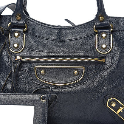 Balenciaga Chevre Gold Metallic Edge Hardware Town Bleu Nuit Dark Sea 7 of 9