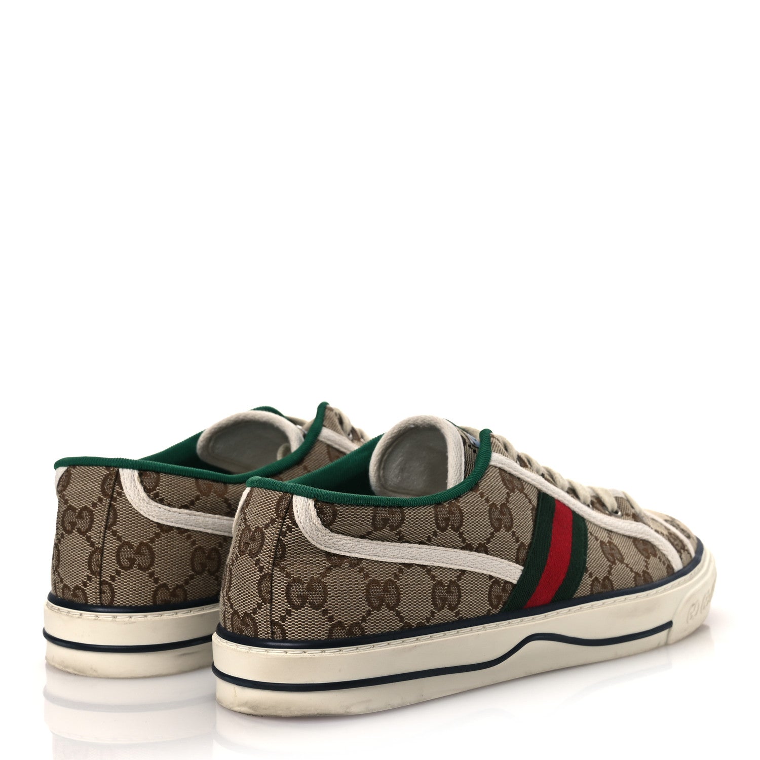 Gucci GG Monogram Web Mens 1977 Tennis Sneakers 9 Beige Ebony Mystic White Vert 5 of 11