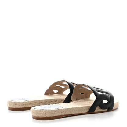 Hermes Nappa Famosa Espadrille Sandals 38 Black 4 of 8