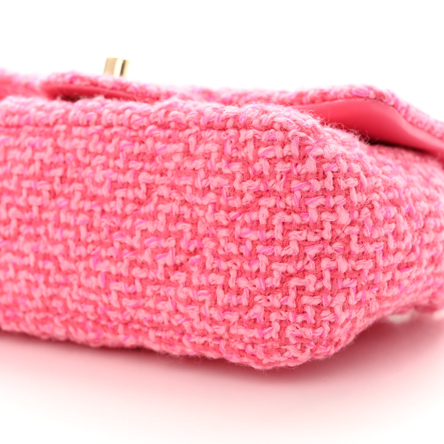 Chanel Wool Tweed Quilted Mini Rectangular Flap Dark Pink Fuchsia 10 of 10