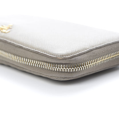 Prada Saffiano Metal Zip Around Wallet Argilla 16 of 20