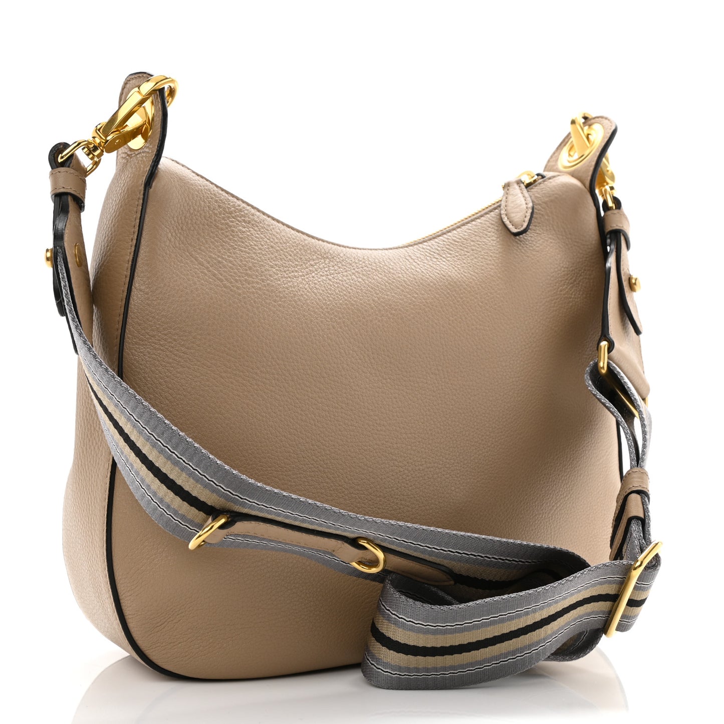 Vitello Phenix Zippered Messenger Hobo Cammeo