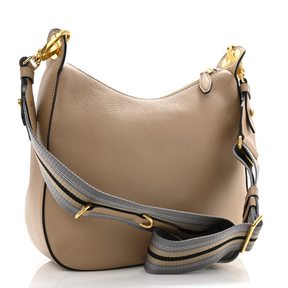 Prada Vitello Phenix Zippered Messenger Hobo Cammeo 3 of 10