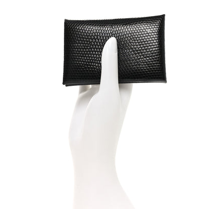 Hermes Lizard Calvi Card Case Black 2 of 8