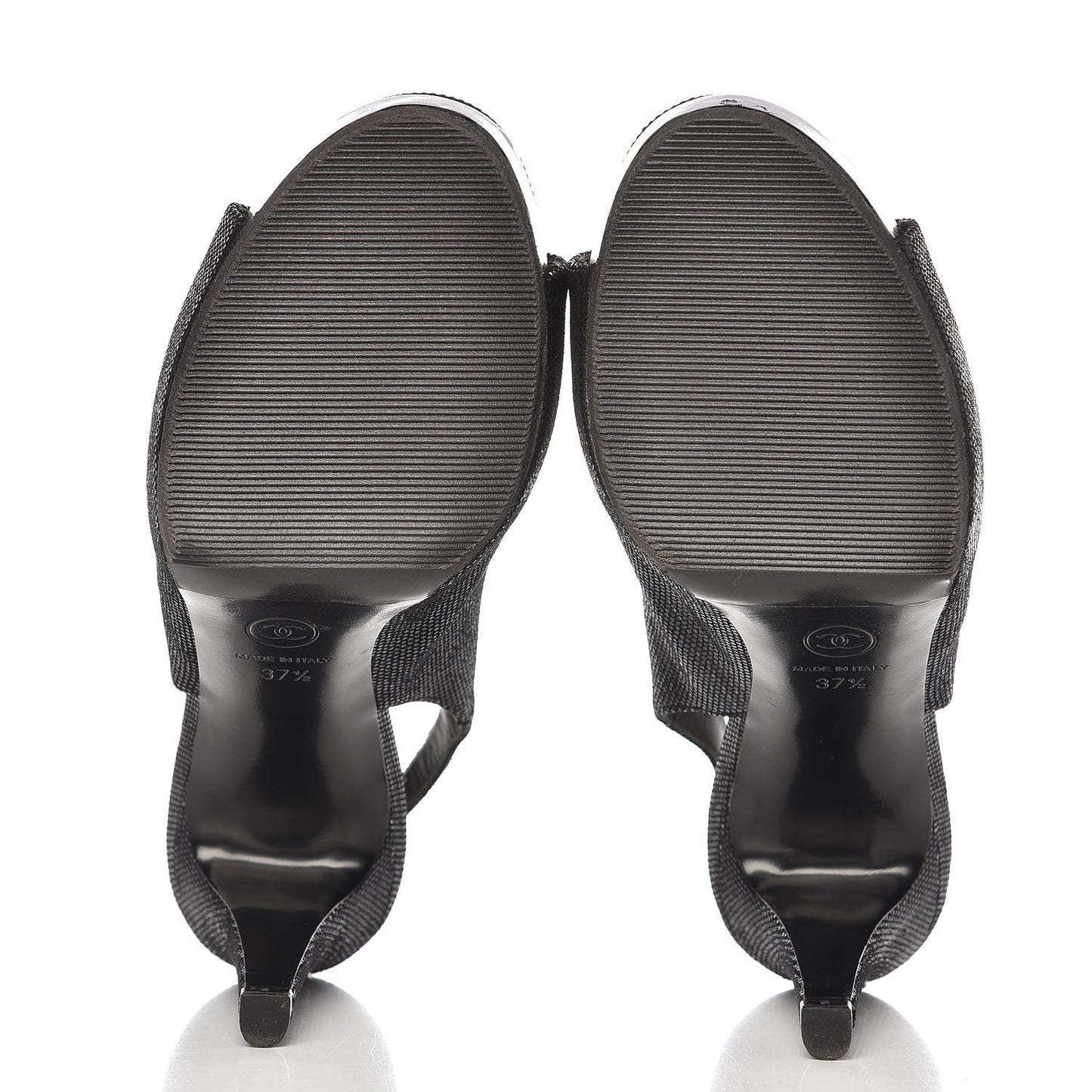 Shimmer Fabric Peep Toe Slingback Pumps 37.5 Black