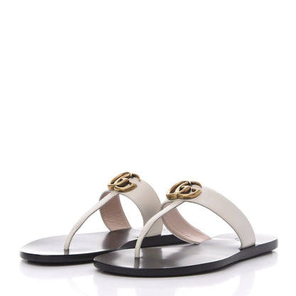Gucci Calfskin GG Marmont Thong Sandals 37 Mystic White 3 of 10