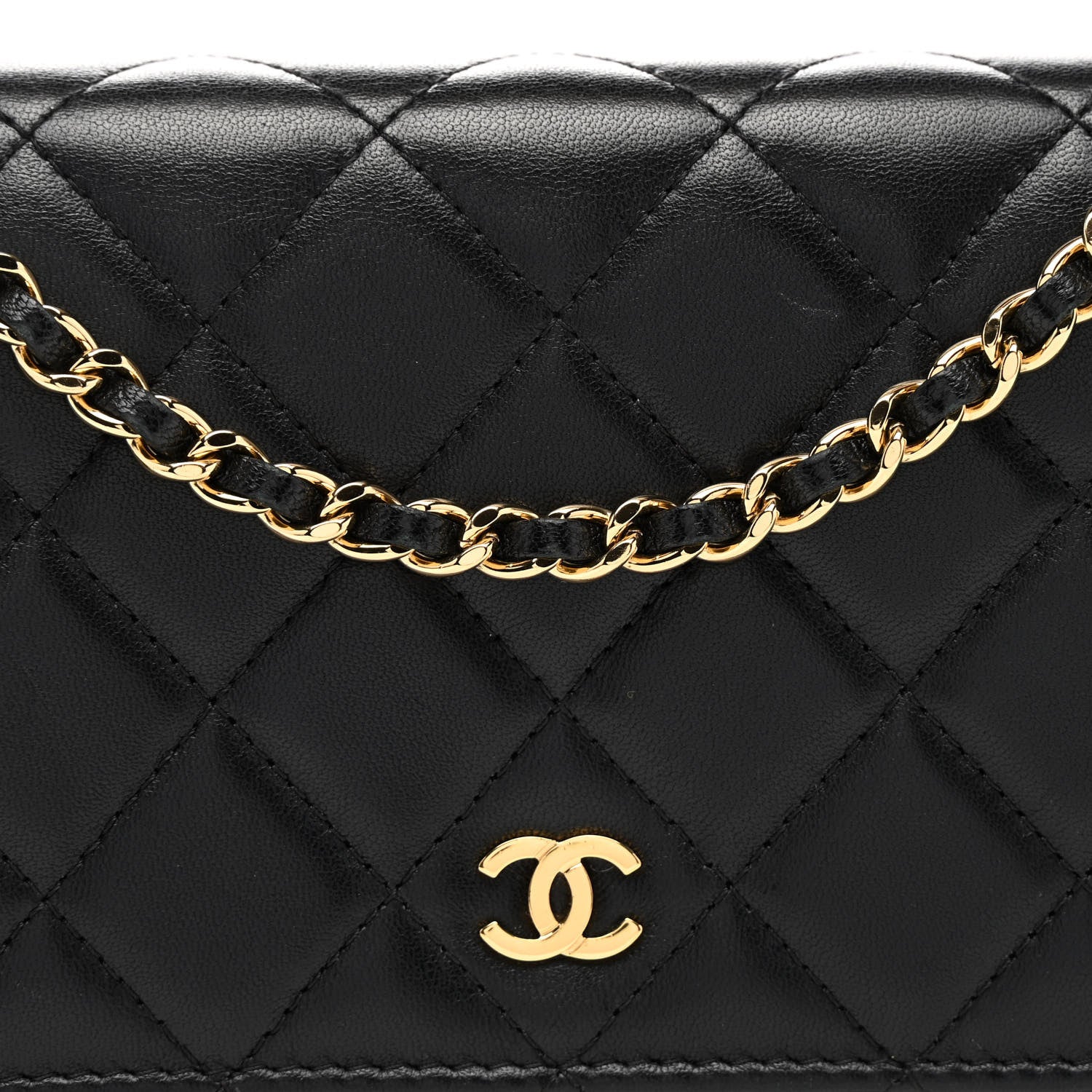 Chanel Lambskin Quilted Wallet On Chain WOC Black 8 of 11