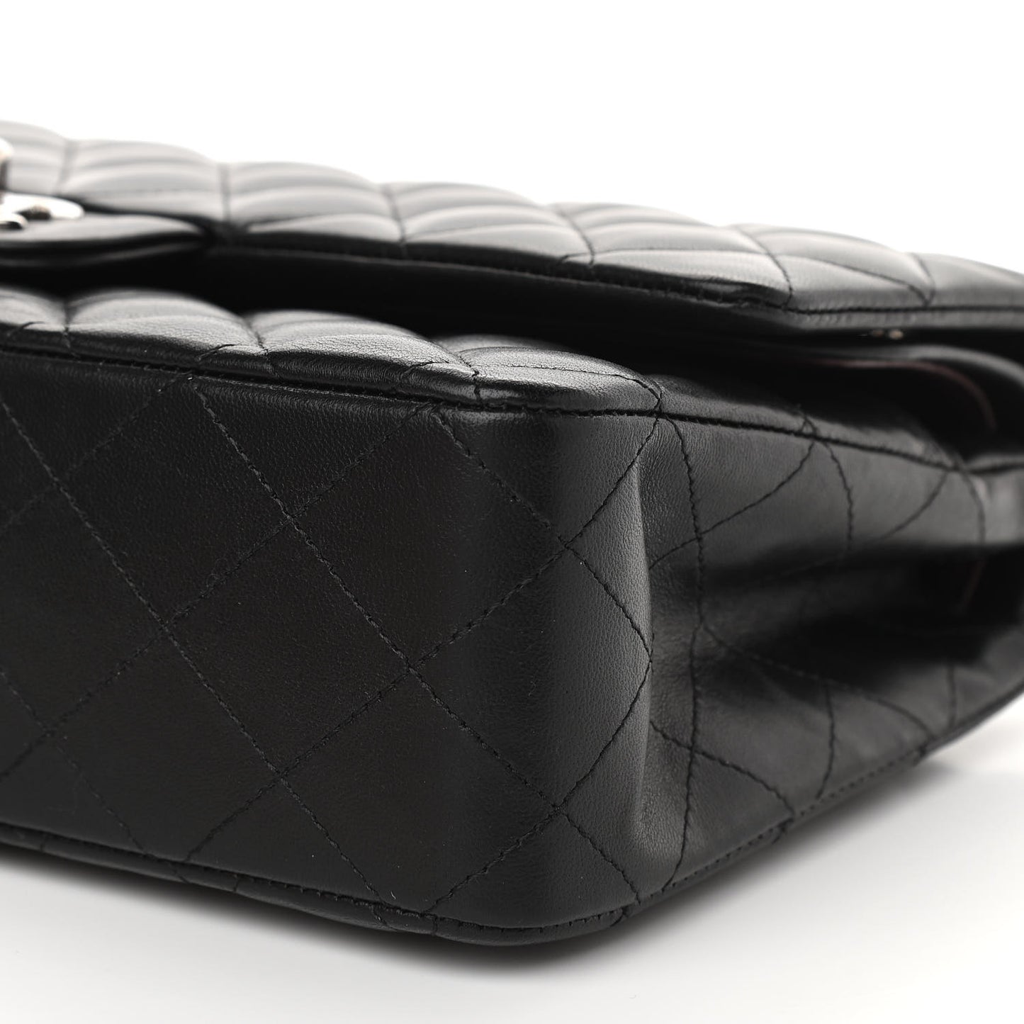 Lambskin Quilted Medium Double Flap Black