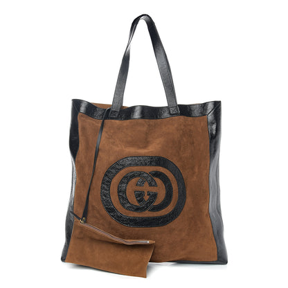 Gucci Suede Large Ophidia Vertical Shopping Tote Chestnut 1 of 10