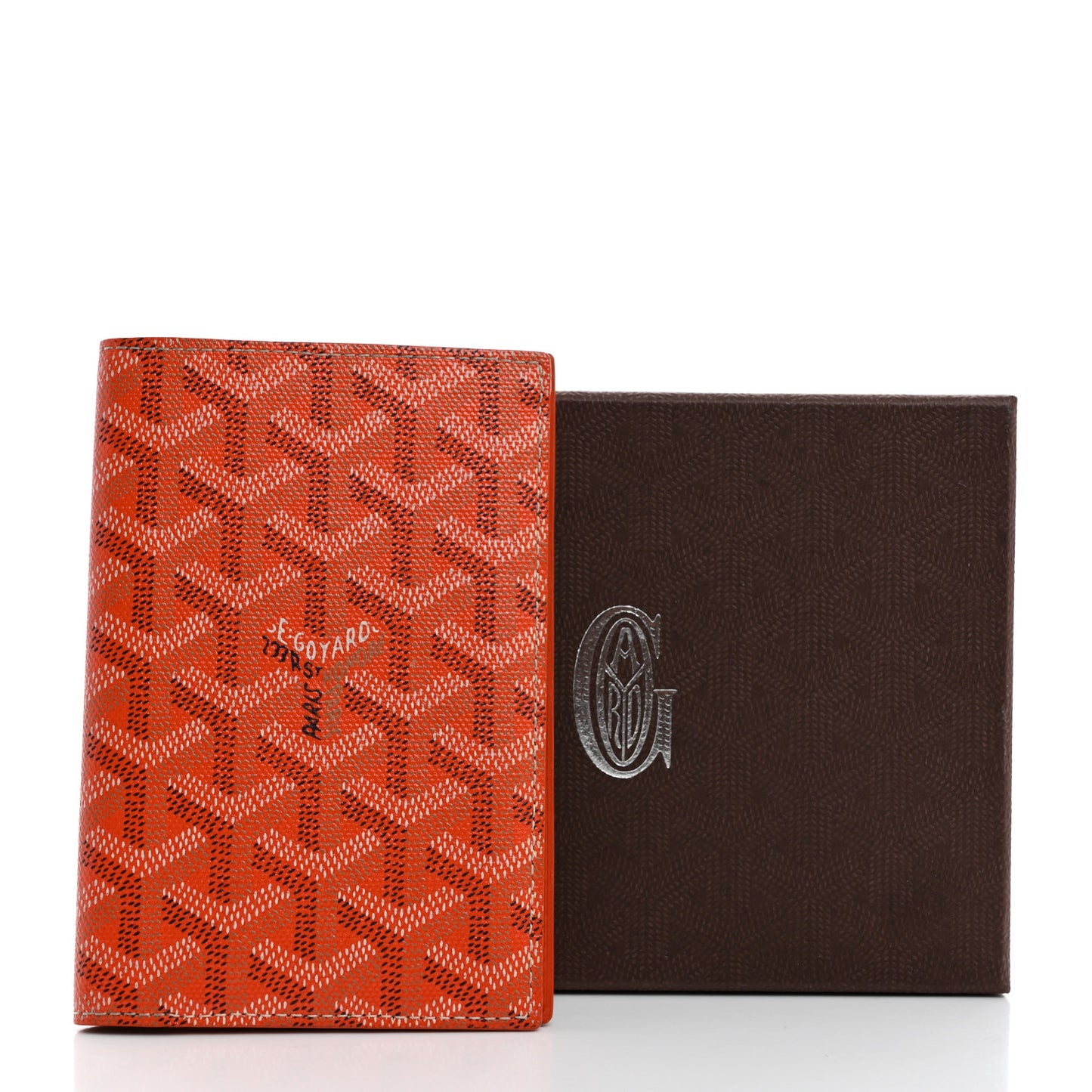 Goyardine Passport Holder Orange