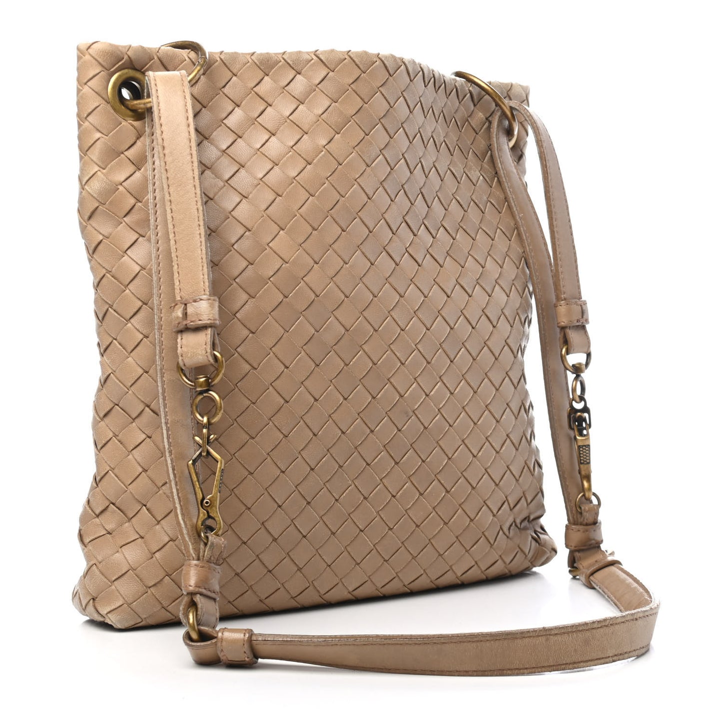 Nappa Intrecciato Crossbody Bag Camel
