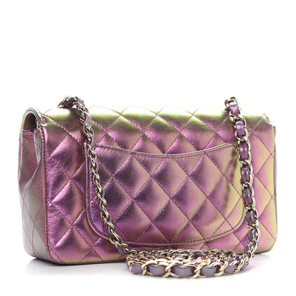 Chanel Iridescent Lambskin Quilted Mini Rectangular Flap Purple 3 of 9